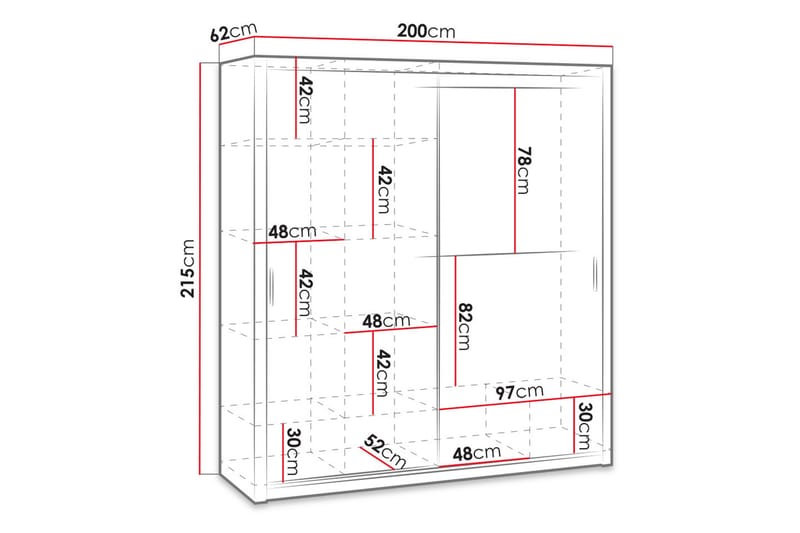 Garderob Barriga 200 cm med Spegel - Vit - Förvaring - Garderober & garderobssystem