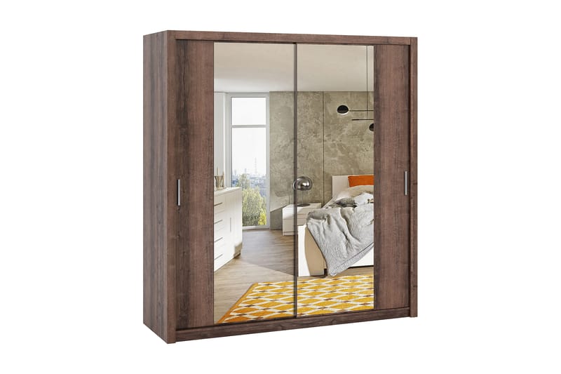 Garderob Barriga 220 cm med Spegel - Natur - Garderober & garderobssystem