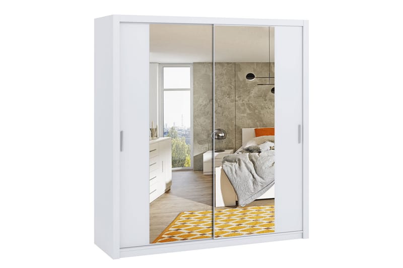 Garderob Barriga 220 cm med Spegel - Vit - Förvaring - Garderober & garderobssystem