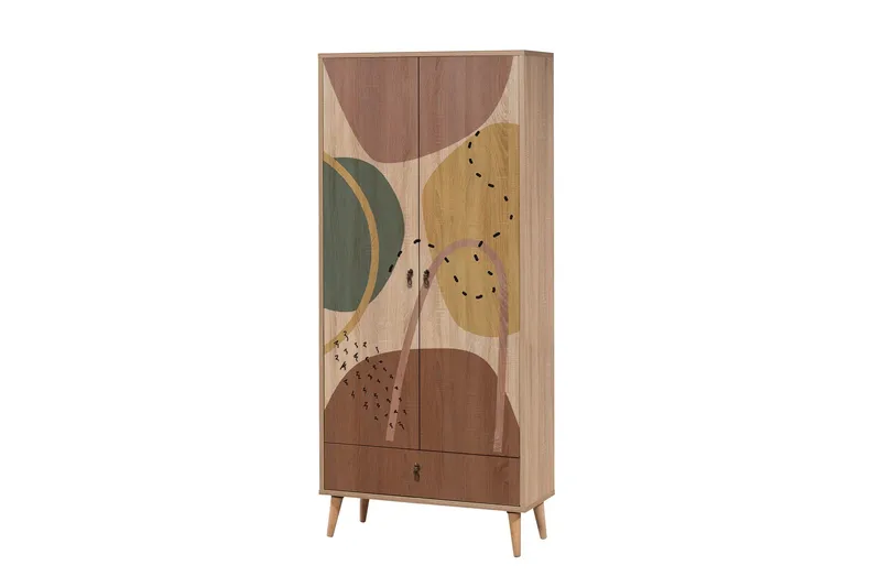 Bertoaria Garderob 80x190 cm Brun - Hanah Home - Förvaring - Garderober & garderobssystem