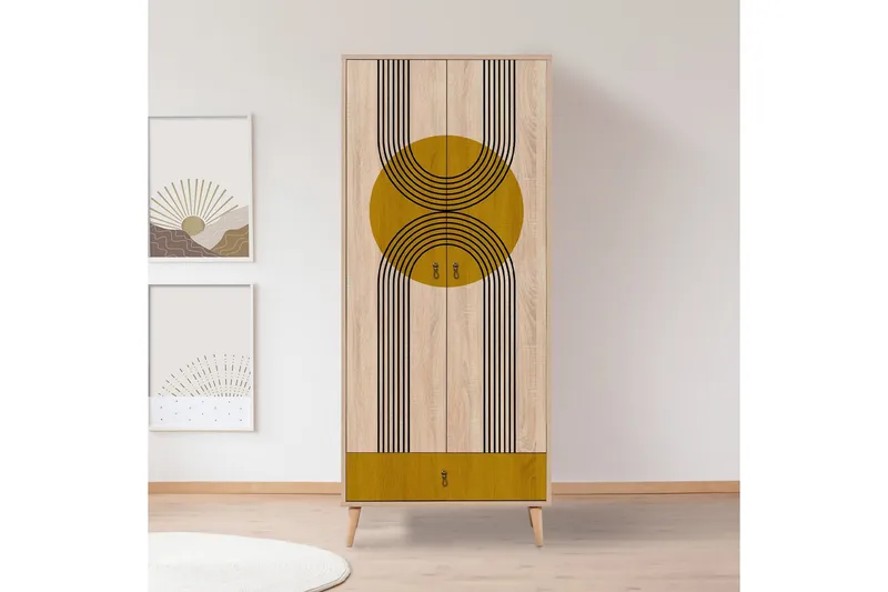 Bertoaria Garderob 80x190 cm Brun - Hanah Home - Förvaring - Garderober & garderobssystem
