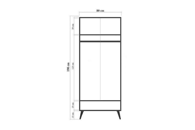 Garderob Bertoaria 80x190 cm Brun - Hanah Home - Garderober & garderobssystem - Garderobsskåp