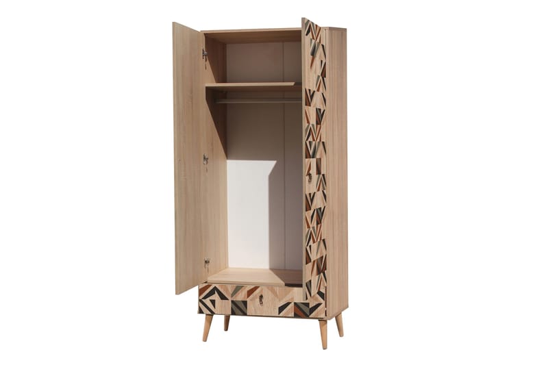 Bertoaria Garderob 80x190 cm Brun - Hanah Home - Förvaring - Garderober & garderobssystem