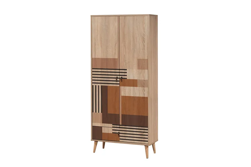Bertoaria Garderob 80x190 cm Brun - Hanah Home - Förvaring - Garderober & garderobssystem