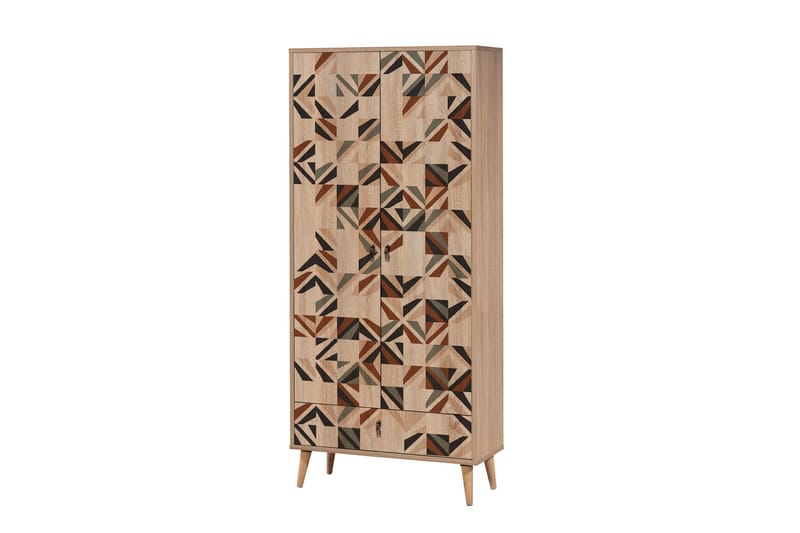 Bertoaria Garderob 80x190 cm Brun - Hanah Home - Förvaring - Garderober & garderobssystem