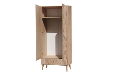 Bertoaria Garderob 80x190 cm Brun - Hanah Home - Förvaring - Garderober & garderobssystem
