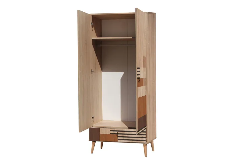 Bertoaria Garderob 80x190 cm Brun - Hanah Home - Förvaring - Garderober & garderobssystem