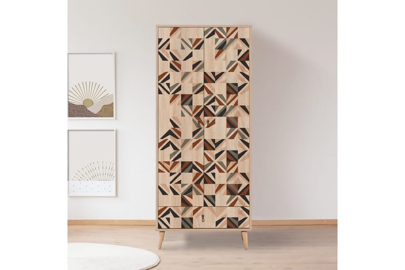 Bertoaria Garderob 80x190 cm Brun - Hanah Home - Förvaring - Garderober & garderobssystem