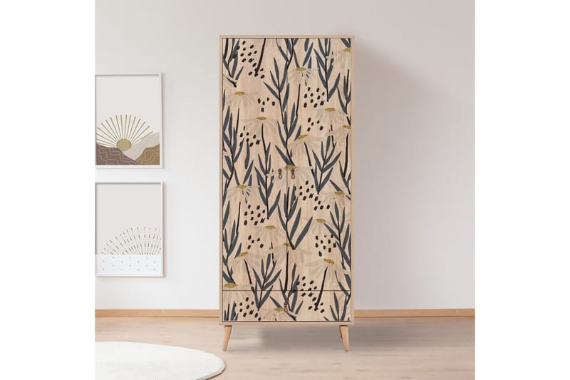 Bertoaria Garderob 80x190 cm Brun - Hanah Home - Förvaring - Garderober & garderobssystem