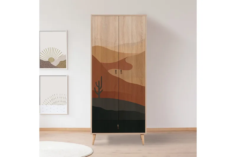 Bertoaria Garderob 80x190 cm Brun - Hanah Home - Förvaring - Garderober & garderobssystem