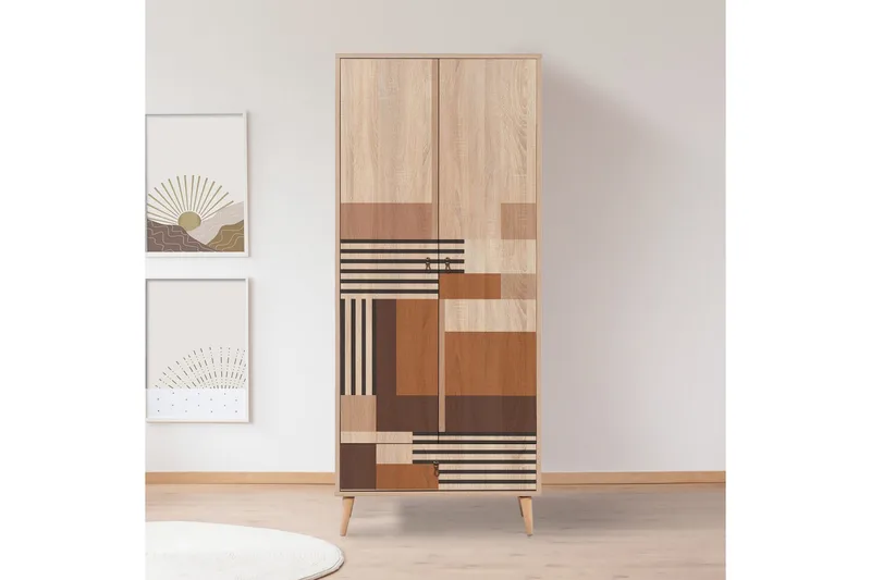 Bertoaria Garderob 80x190 cm Brun - Hanah Home - Förvaring - Garderober & garderobssystem