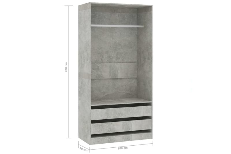 Garderob betonggrå 100x50x200 cm spånskiva - Grå - Garderober & garderobssystem - Garderobsskåp