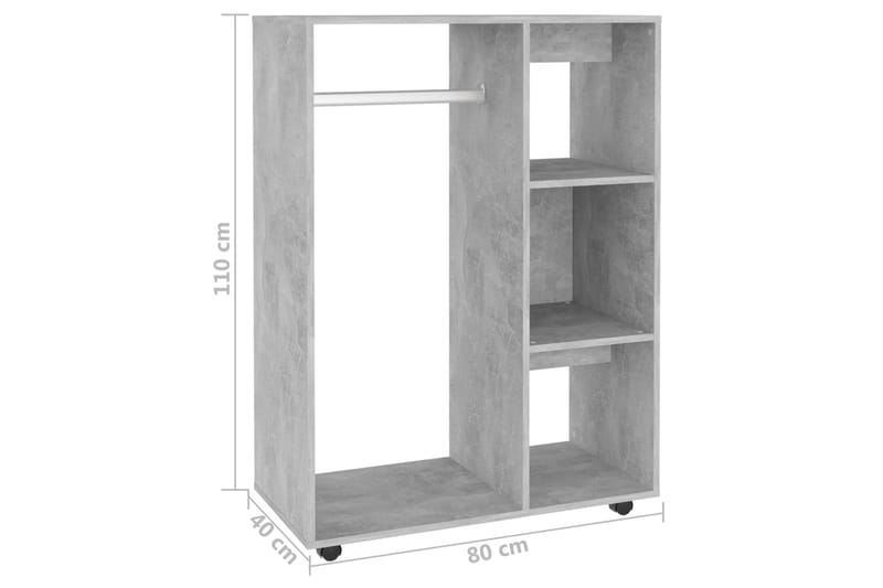 Garderob betonggrå 80x40x110 cm spånskiva - Betonggrå - Garderober & garderobssystem - Garderobsskåp