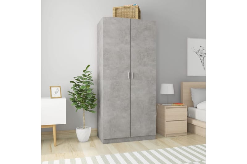 Garderob betonggrå 90x52x200 cm spånskiva - Grå - Garderober & garderobssystem - Garderobsskåp