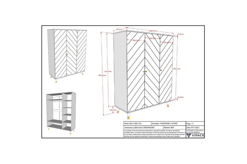 Garderob Billy Vit 3-dörrar - 3-dörrar - Förvaring - Garderober & garderobssystem