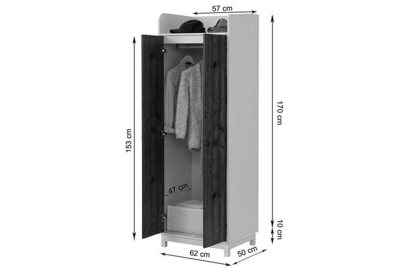 Garderob Bonnyville 62x60 cm - Vit/Natur - Förvaring - Garderober & garderobssystem