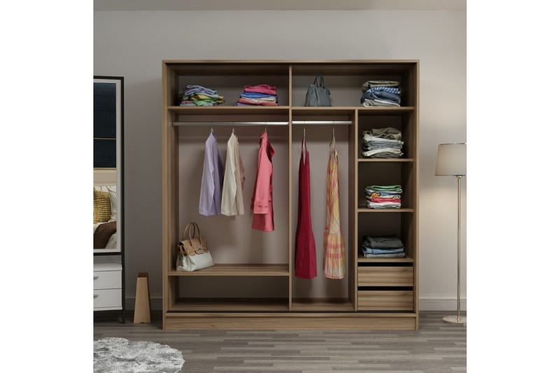 Garderob Cambrian 180 cm - Brun/Svart - Förvaring - Garderober & garderobssystem