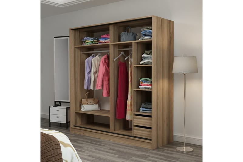 Garderob Cambrian 180 cm - Brun/Svart - Förvaring - Garderober & garderobssystem