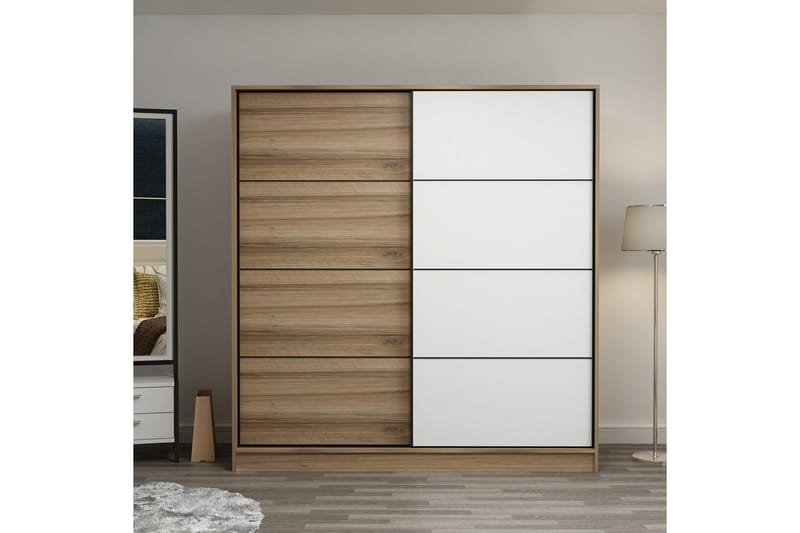 Garderob Cambrian 180 cm - Brun/Vit/Ek - Förvaring - Garderober & garderobssystem