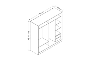 Garderob Cambrian 180 cm - Grå/Brun/Ek - Förvaring - Garderober & garderobssystem