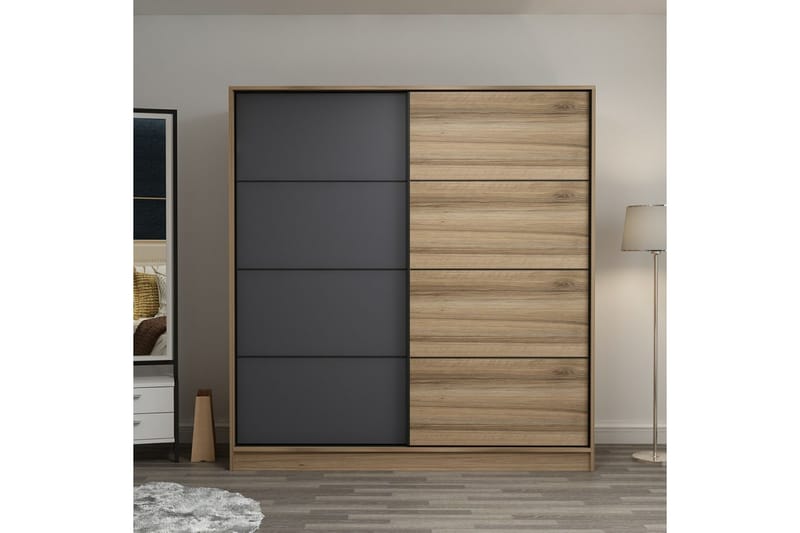 Garderob Cambrian 180 cm - Grå/Brun/Ek - Förvaring - Garderober & garderobssystem