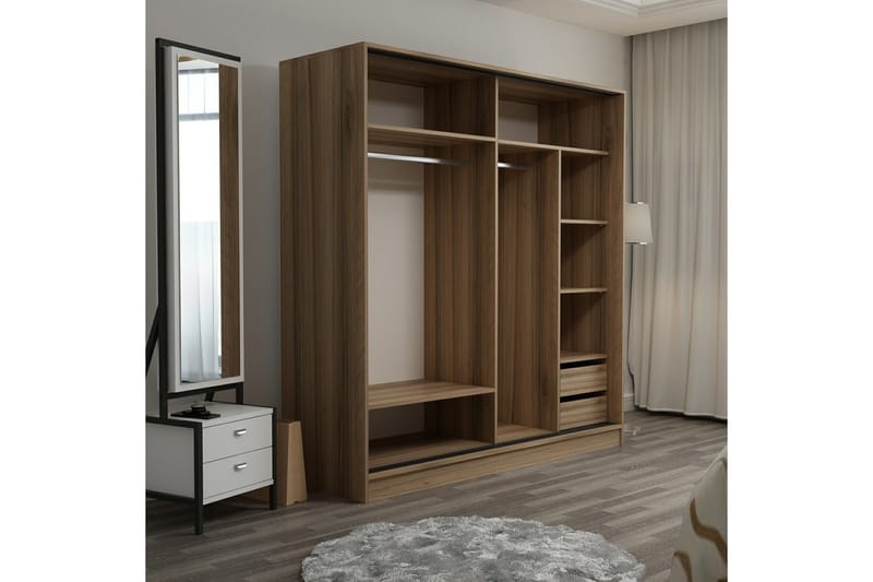 Garderob Cambrian 180 cm - Grå/Brun/Ek - Förvaring - Garderober & garderobssystem