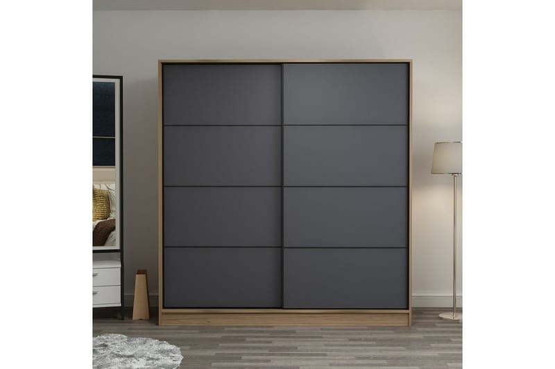 Garderob Cambrian 180 cm - Grå/Ek - Förvaring - Garderober & garderobssystem