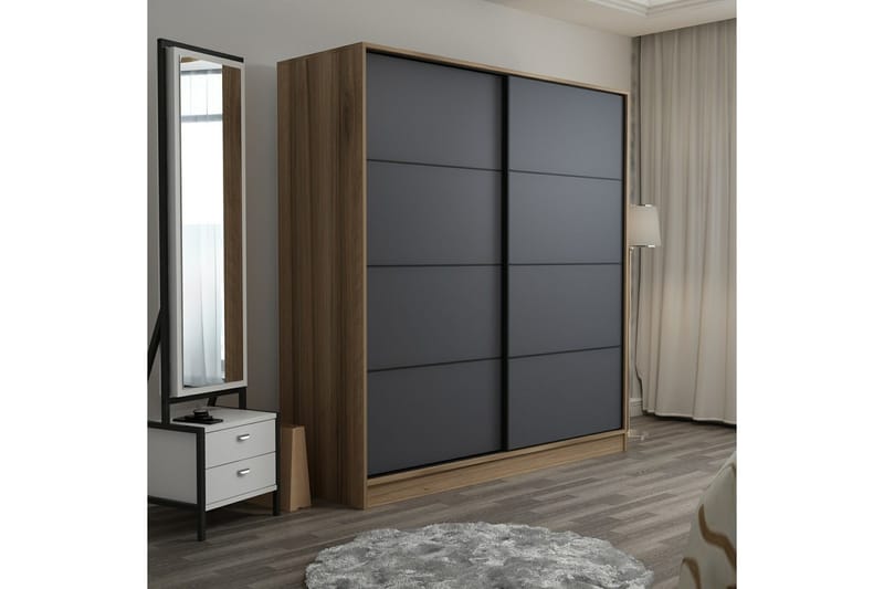 Garderob Cambrian 180 cm - Grå/Ek - Förvaring - Garderober & garderobssystem