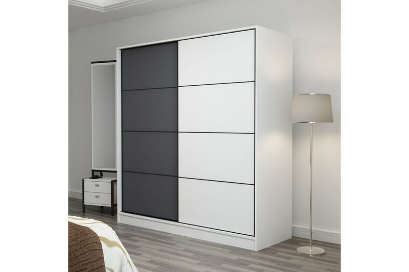 Garderob Cambrian 180 cm - Grå/Vit - Förvaring - Garderober & garderobssystem