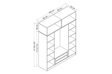 Garderob Cambrian 180 cm - Grå/Vit - Förvaring - Garderober & garderobssystem