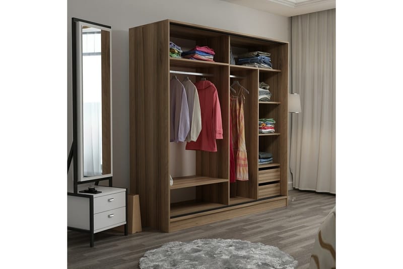 Garderob Cambrian 180 cm - Vit/ek - Garderober & garderobssystem - Garderobsskåp