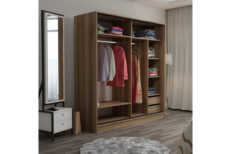 Garderob Cambrian 220 cm - Brun/Svart - Garderober & garderobssystem - Garderobsskåp