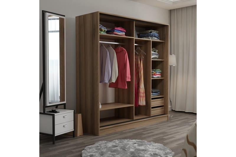 Garderob Cambrian 220 cm - Brun/Svart - Förvaring - Garderober & garderobssystem