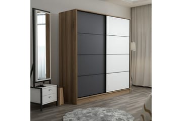 Garderob Cambrian 220 cm - Ek/Grå/Vit - Förvaring - Garderober & garderobssystem