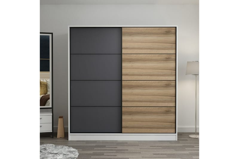 Garderob Cambrian 220 cm - Grå/Brun - Förvaring - Garderober & garderobssystem