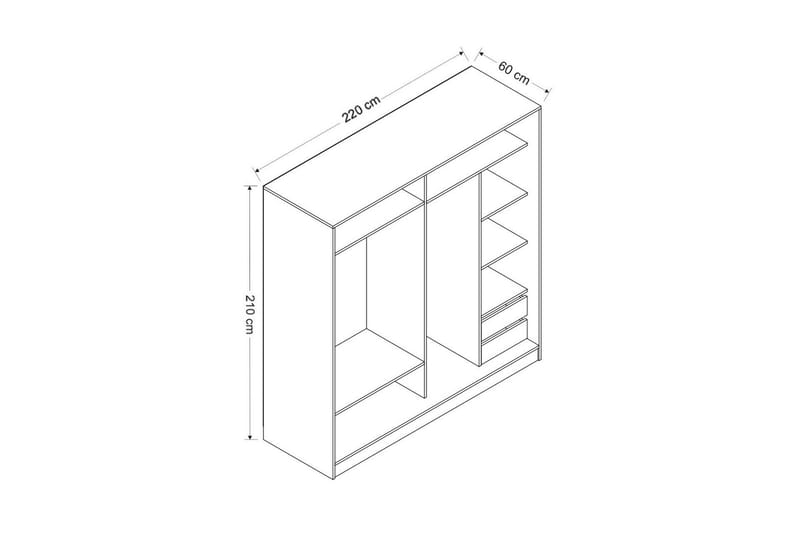 Garderob Cambrian 220 cm - Grå/Brun/Ek - Förvaring - Garderober & garderobssystem