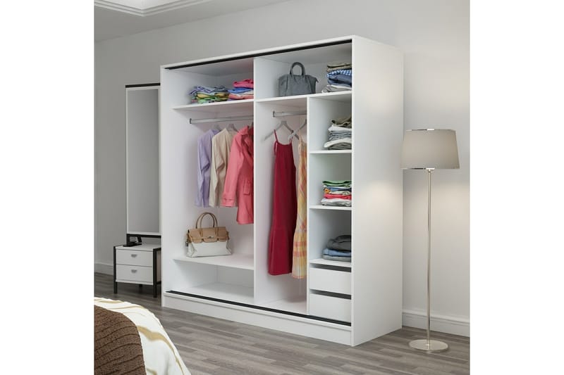 Garderob Cambrian 220 cm - Grå/Vit - Förvaring - Garderober & garderobssystem