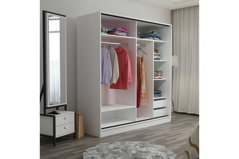 Garderob Cambrian 220 cm - Svart/Brun - Förvaring - Garderober & garderobssystem