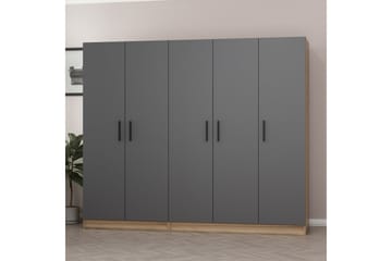Garderob Cambrian 225 cm - Grå/Brun - Förvaring - Garderober & garderobssystem