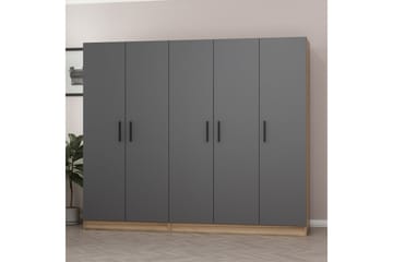 Garderob Cambrian 225 cm - Grå/Brun - Förvaring - Garderober & garderobssystem