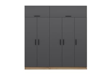 Garderob Cambrian 225 cm - Grå/Brun - Förvaring - Garderober & garderobssystem