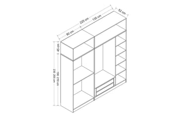 Garderob Cambrian 225 cm - Grå/Vit - Förvaring - Garderober & garderobssystem
