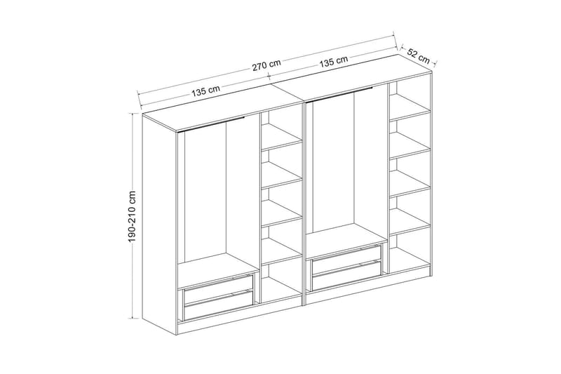 Garderob Cambrian 270 cm - Brun/Grå - Förvaring - Garderober & garderobssystem