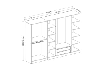 Garderob Cambrian 270 cm - Grå/Brun - Förvaring - Garderober & garderobssystem