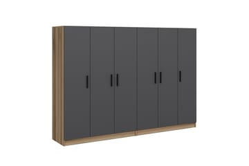 Garderob Cambrian 270 cm - Grå/Brun - Förvaring - Garderober & garderobssystem