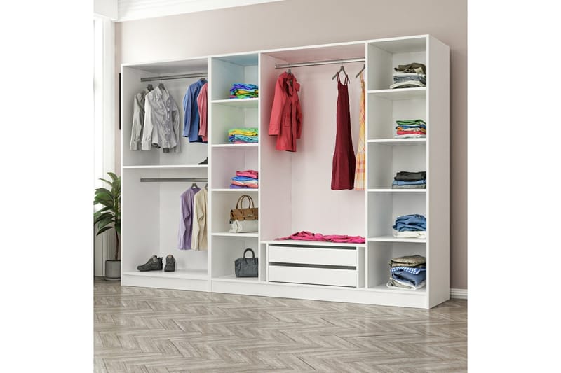 Garderob Cambrian 270 cm - Grå/Vit - Förvaring - Garderober & garderobssystem