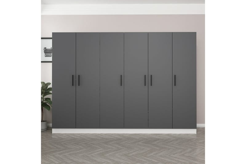 Garderob Cambrian 270 cm - Grå/Vit - Förvaring - Garderober & garderobssystem