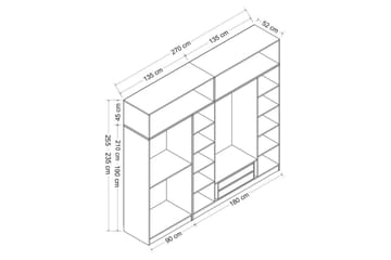 Garderob Cambrian 270 cm - Grå/Vit - Förvaring - Garderober & garderobssystem