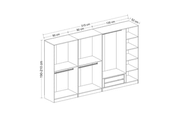 Garderob Cambrian 315 cm - Grå/Brun - Förvaring - Garderober & garderobssystem