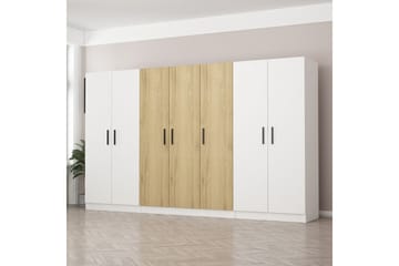 Garderob Cambrian 315 cm - Vit/Brun - Förvaring - Garderober & garderobssystem